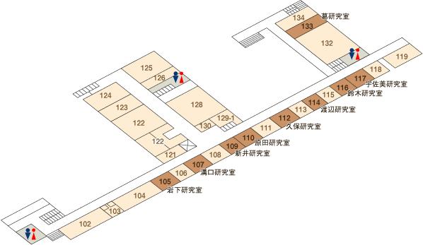 天白キャンパス4号館1階各研究室アクセスマップ
