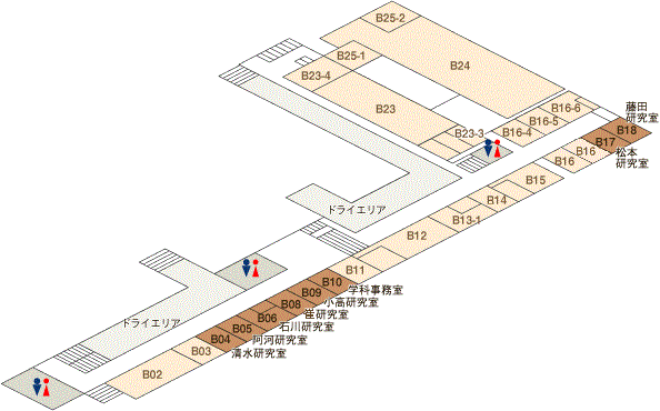 天白キャンパス4号館地下各研究室アクセスマップ